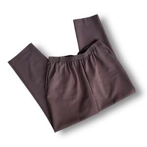 Vintage Women's Elastic Waist Pull-On Trousers - Dark Brown